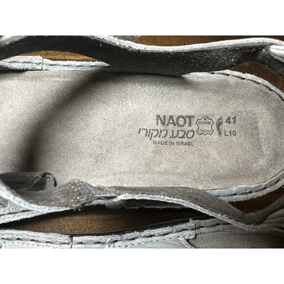 NAOT‎ Enid Gray Hook & Loop Vintage Slate Comfort Sandals Women US 10-10.5 EU 41 - Picture 10 of 14